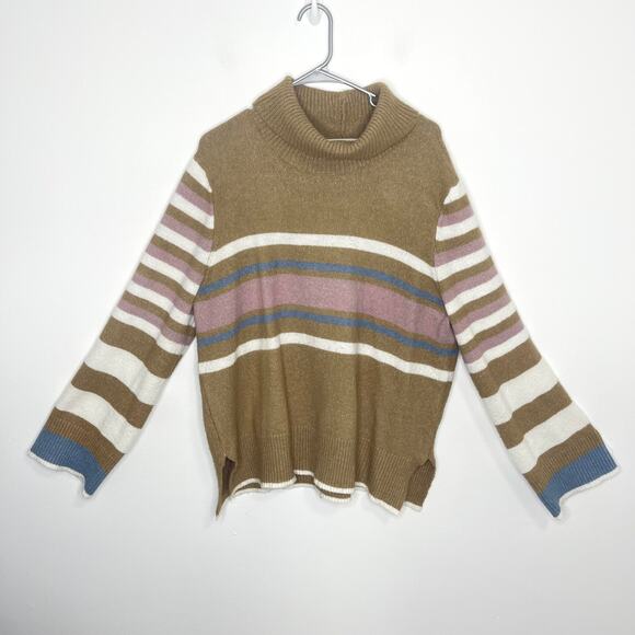 A Beautiful Soul plus size 18 20 taupe sweater turtleneck stripe mauve soft - Picture 1 of 14